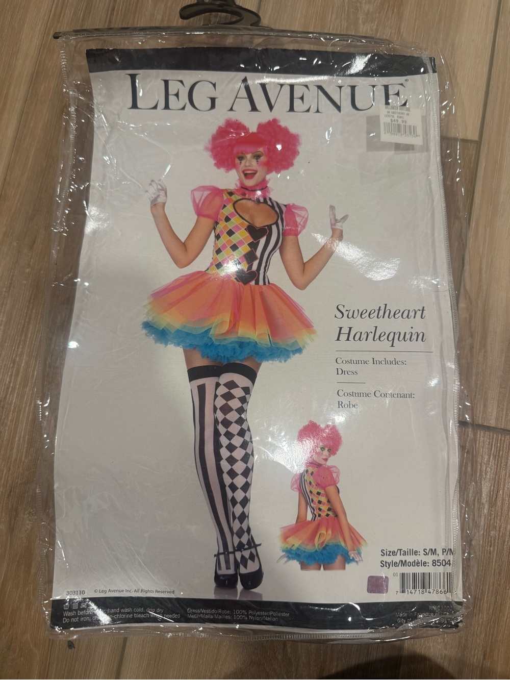 Leg Avenue Rainbow Sweetheart Harlequin Costume - Pink, Yellow, Blue S/M